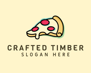 Pizza Slice Anaglyph logo design