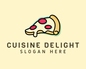 Pizza Slice Anaglyph logo design