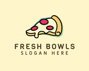 Pizza Slice Anaglyph logo design