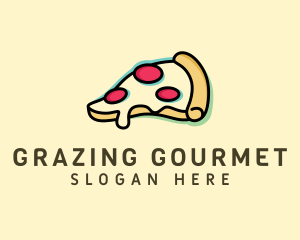 Pizza Slice Anaglyph logo design