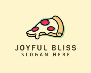 Pizza Slice Anaglyph logo design