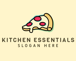 Pizza Slice Anaglyph logo design