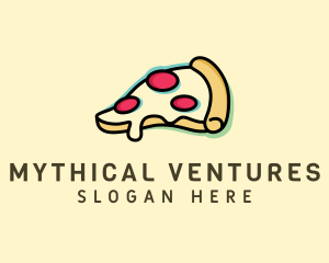 Pizza Slice Anaglyph logo design