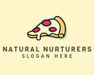 Pizza Slice Anaglyph logo design