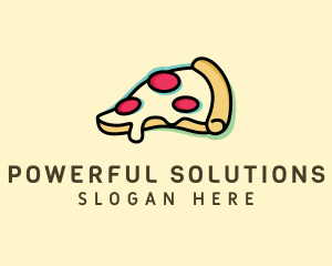 Pizza Slice Anaglyph logo design