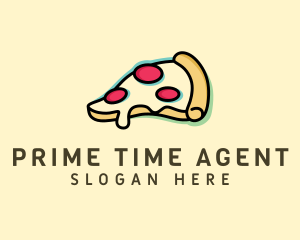 Pizza Slice Anaglyph logo design