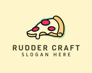 Pizza Slice Anaglyph logo design