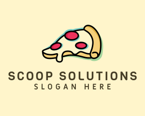 Pizza Slice Anaglyph logo design