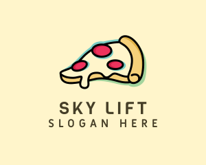 Pizza Slice Anaglyph logo design