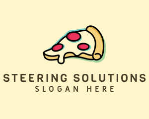 Pizza Slice Anaglyph logo design