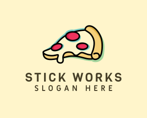 Pizza Slice Anaglyph logo design