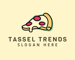 Pizza Slice Anaglyph logo design