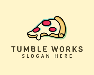 Pizza Slice Anaglyph logo design