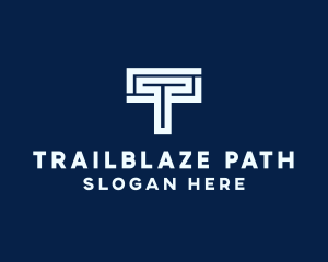 Maze Path Letter T logo design