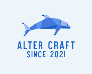 Origami Dolphin Fish logo design