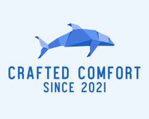 Origami Dolphin Fish logo design