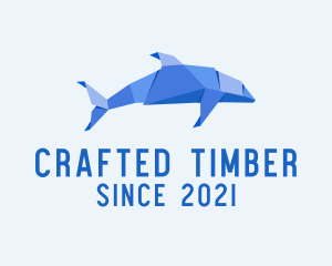 Origami Dolphin Fish logo design