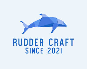 Origami Dolphin Fish logo design