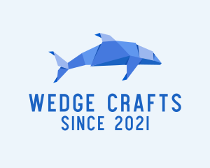 Origami Dolphin Fish logo design