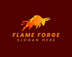 Flame Raging Bull logo design