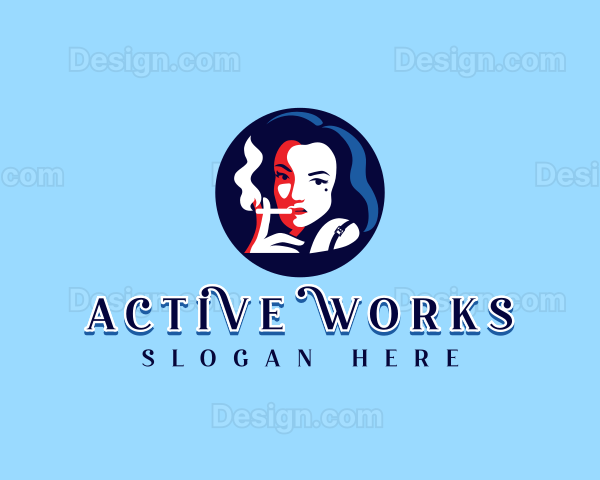 Smoking Cigarette Woman Logo