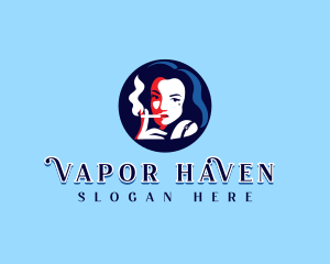 Smoking Cigarette Woman logo design