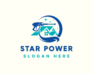 Sparkling Pressure Washer Cleaning logo design