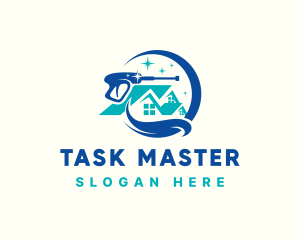 Sparkling Pressure Washer Cleaning logo design