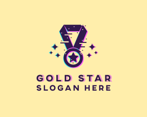 Glitch Pixel Star Medal logo