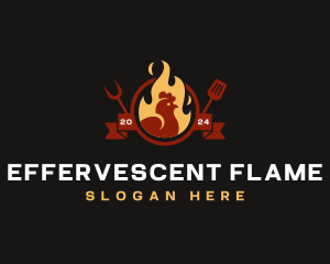 Flame Chicken Roast logo design