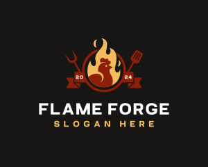 Flame Chicken Roast logo design