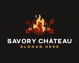 Flame Chicken Roast logo design