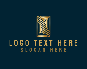 Elegant Maze Rectangle Letter N logo