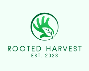 Organic Leaf Hand logo design