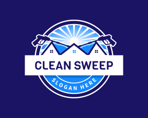 Pressure Washer Cleaning House logo design