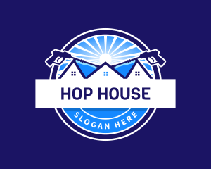 Pressure Washer Cleaning House logo design