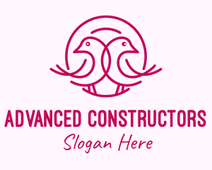 Pink Monoline Lovebird  logo design