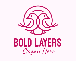 Pink Monoline Lovebird  logo design