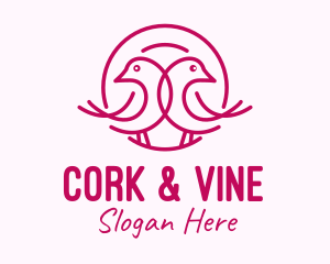 Pink Monoline Lovebird  logo design