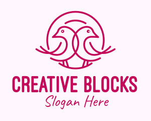 Pink Monoline Lovebird  logo design