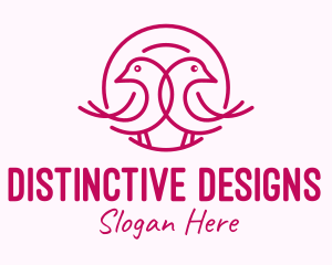 Pink Monoline Lovebird  logo design