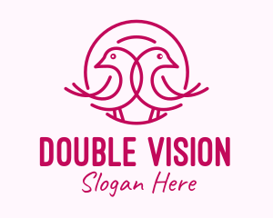 Pink Monoline Lovebird  logo design