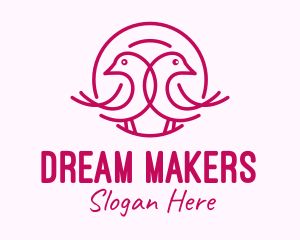 Pink Monoline Lovebird  logo design