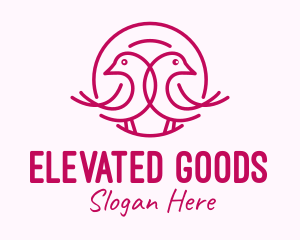 Pink Monoline Lovebird  logo design