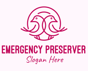 Pink Monoline Lovebird  logo design