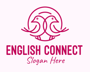 Pink Monoline Lovebird  logo design