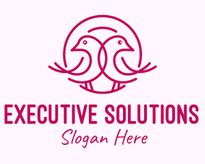 Pink Monoline Lovebird  logo design