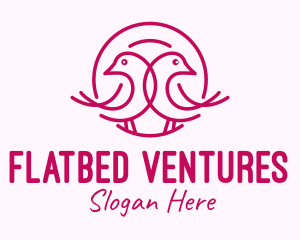 Pink Monoline Lovebird  logo design