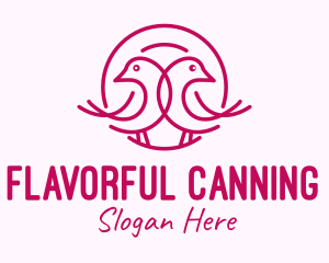 Pink Monoline Lovebird  logo design