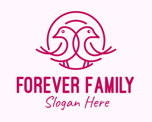 Pink Monoline Lovebird  logo design